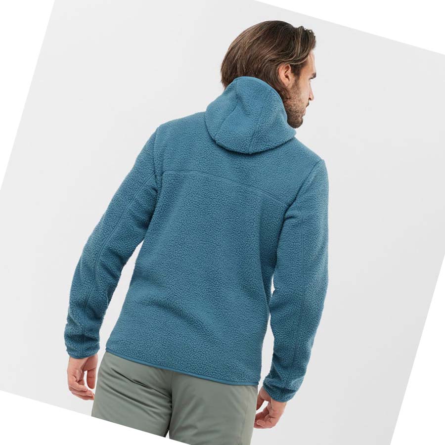 Salomon ESSENTIAL WARM TEDDY Erkek Kapüşonlu Sweatshirt Mavi | TR 3213FDN